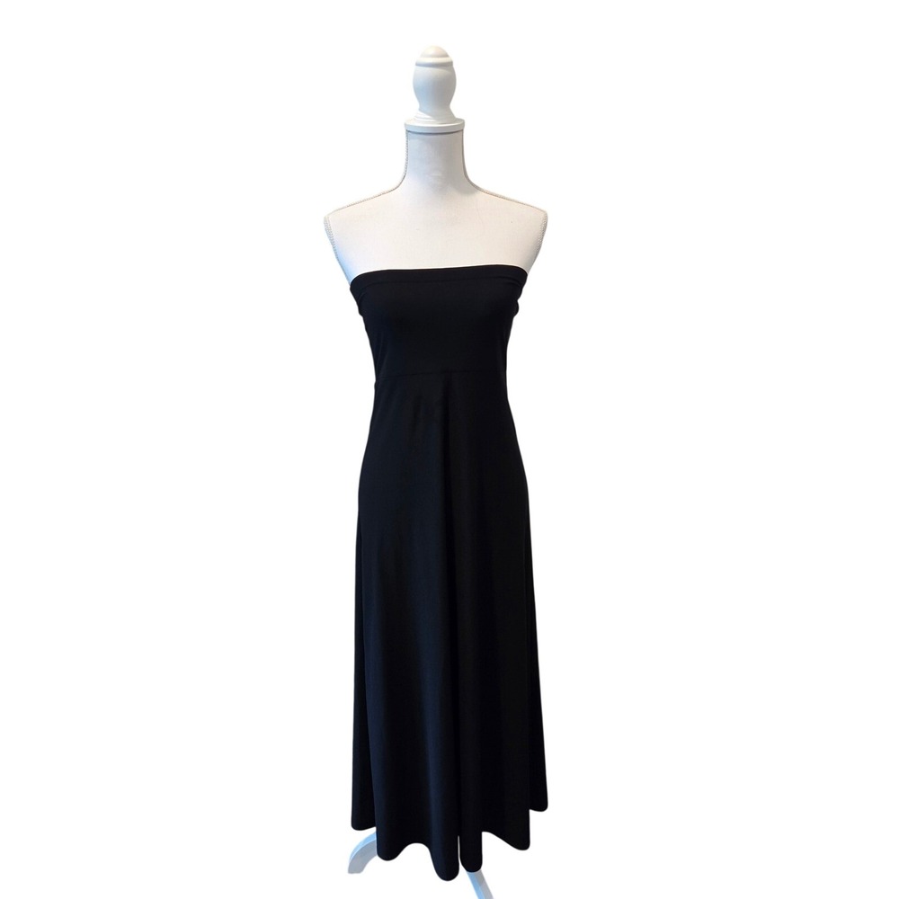 J.B.S. Ltd. Strapless Maxi Dress Empire Waist Black Minimalist 90s Style Size M